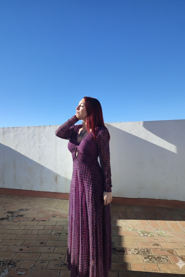 Vestido estampado morado