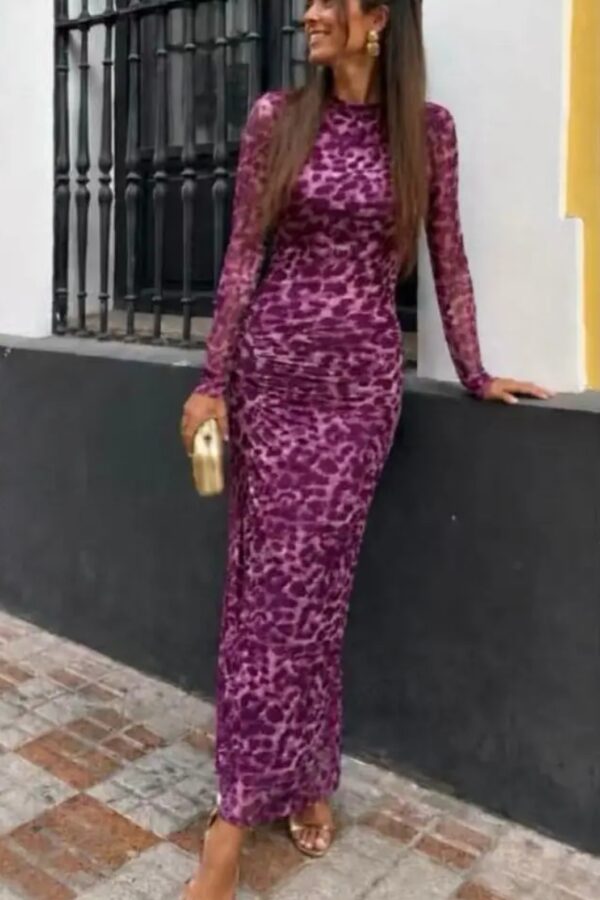 Vestido leopardo malva
